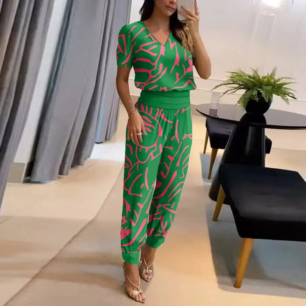 Stylish Printed Jumpsuit - Nova-Green-S-The Livary