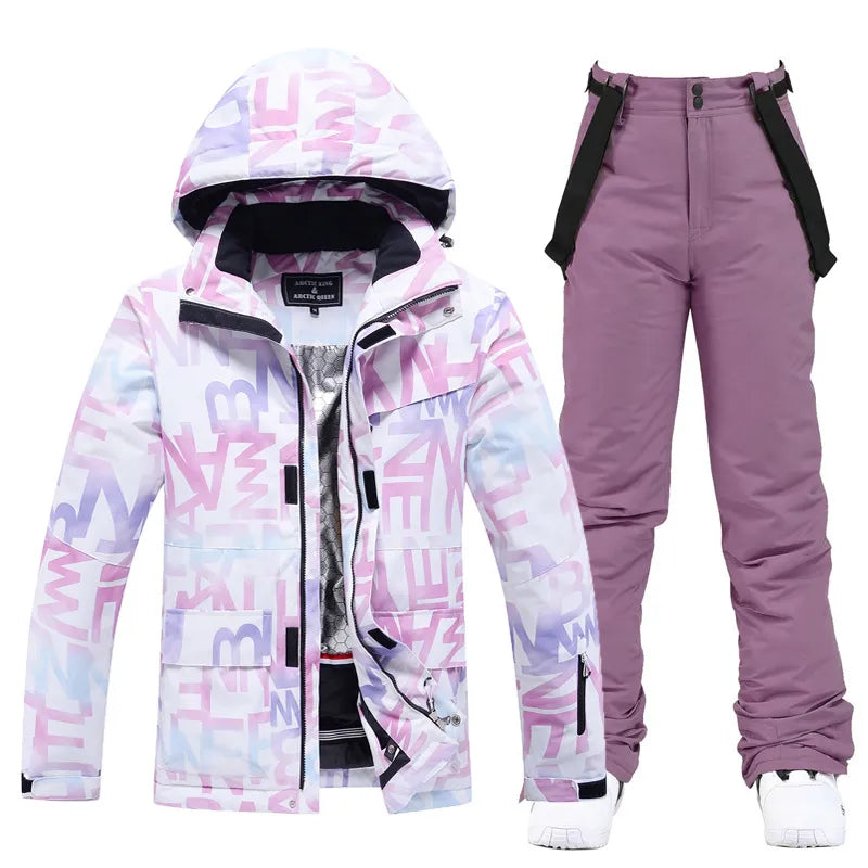 Stylish Ski Suit for Women - Aurora-Purple/Black-XS-Nora Luxe