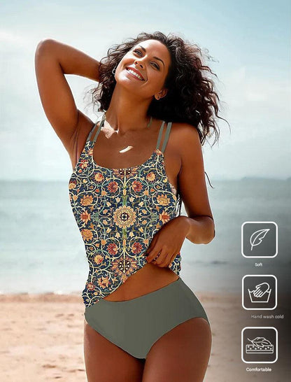 Stylish Sleeveless Bikini with Attractive Pattern - SummerGlow-S (4-6)-Nora Luxe