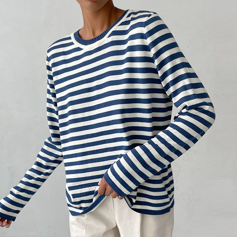 Comfortable Casual Striped Tee Shirt - Pexav