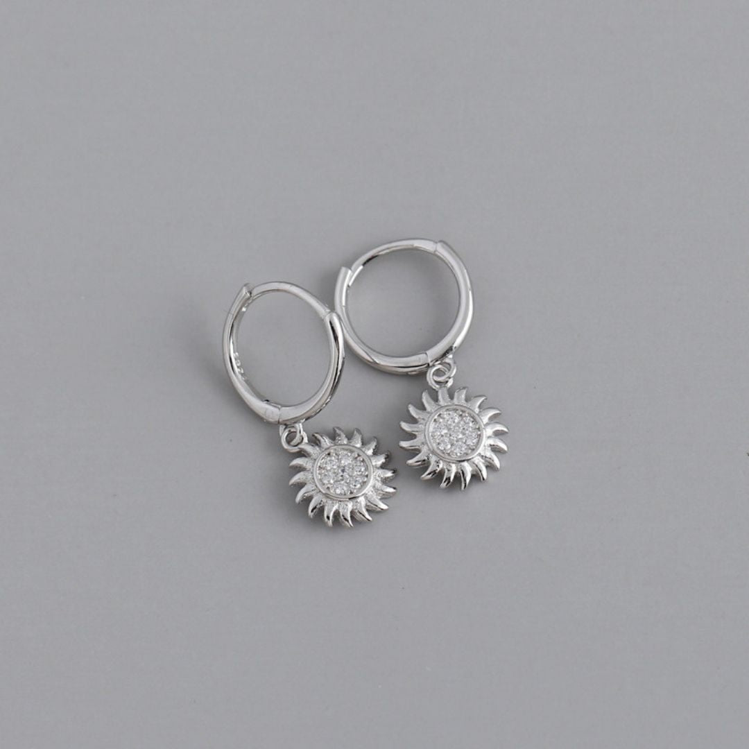 Stylish Sun Earrings for Ladies - Elara-Silver-Nora Luxe