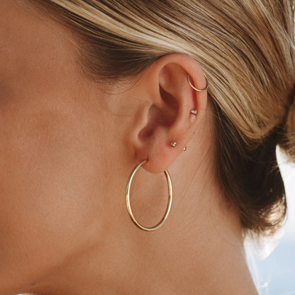 Stylish Thin Hoop Earrings - Lira-M-Gold-Nora Luxe