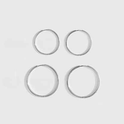 Stylish Thin Hoop Earrings - Lira-M-Silver-Nora Luxe