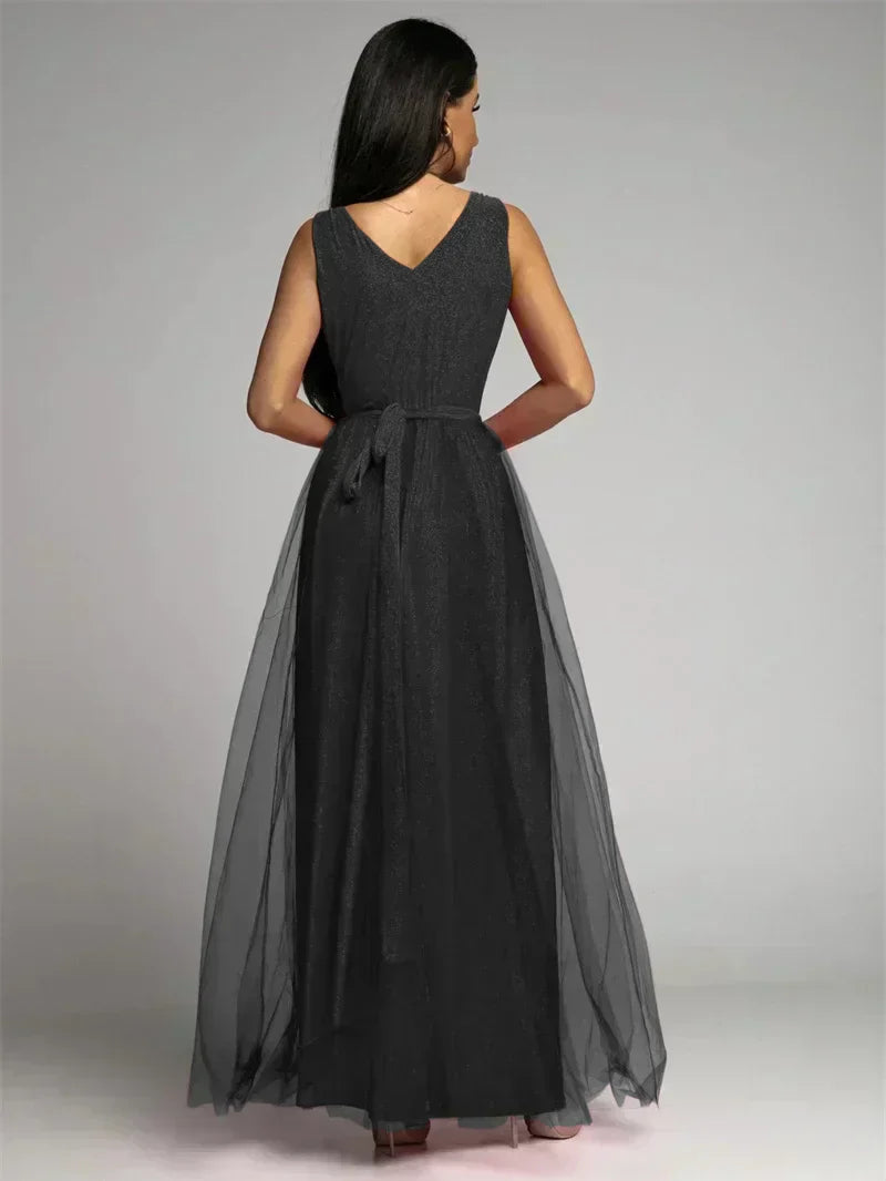 Stylish V-Neck Dress - Mindy-Black-S-Nora Luxe