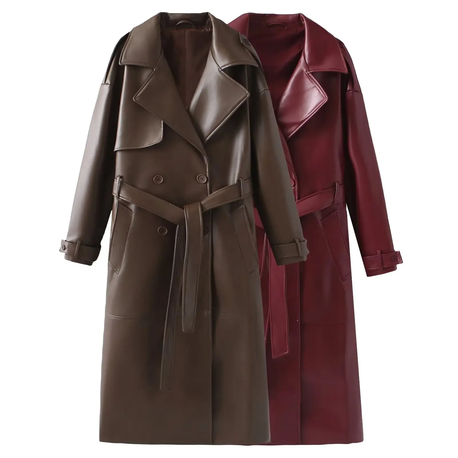 Stylish Vegan Leather Women's Jacket - Viviette-Brown-S-Nora Luxe