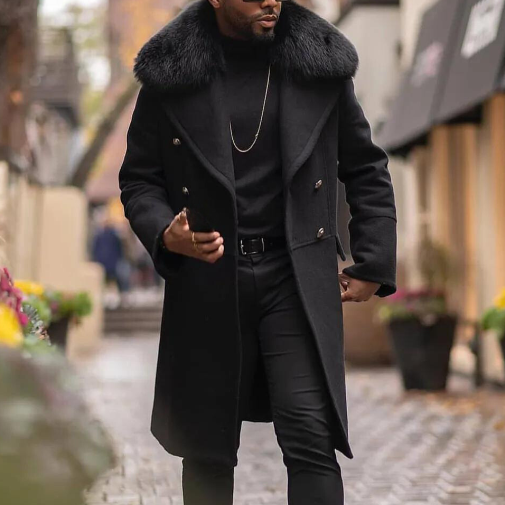 Classic Black Mens Insulated Winter Coat - Pexav
