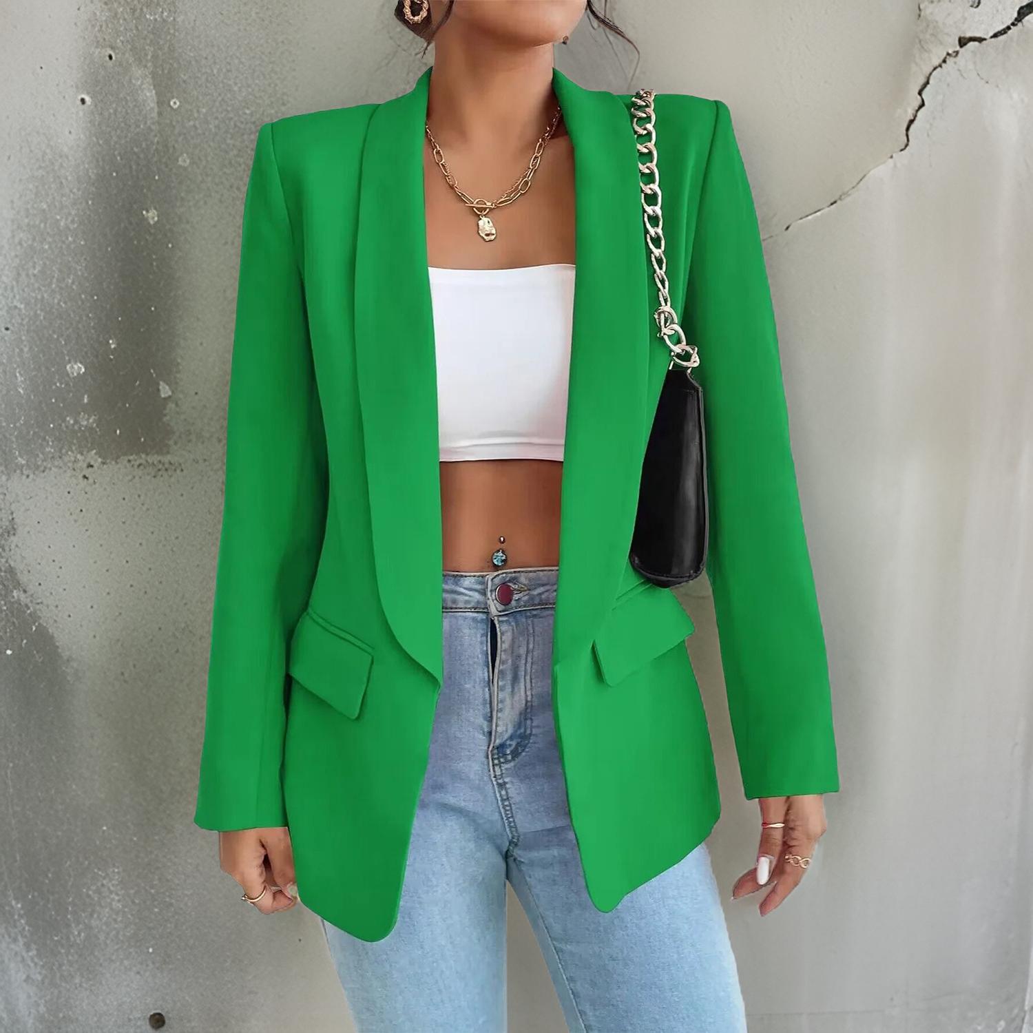 Stylish Women's Blazer in Polyester-Cotton - SophieBlaze-Green-S-Nora Luxe