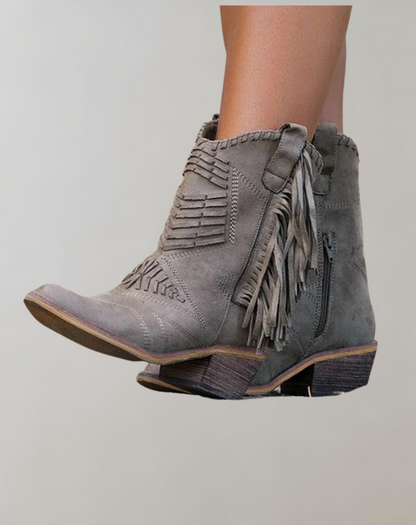 Fashionable Ladies Ankle Boots with Tassels - Pexav