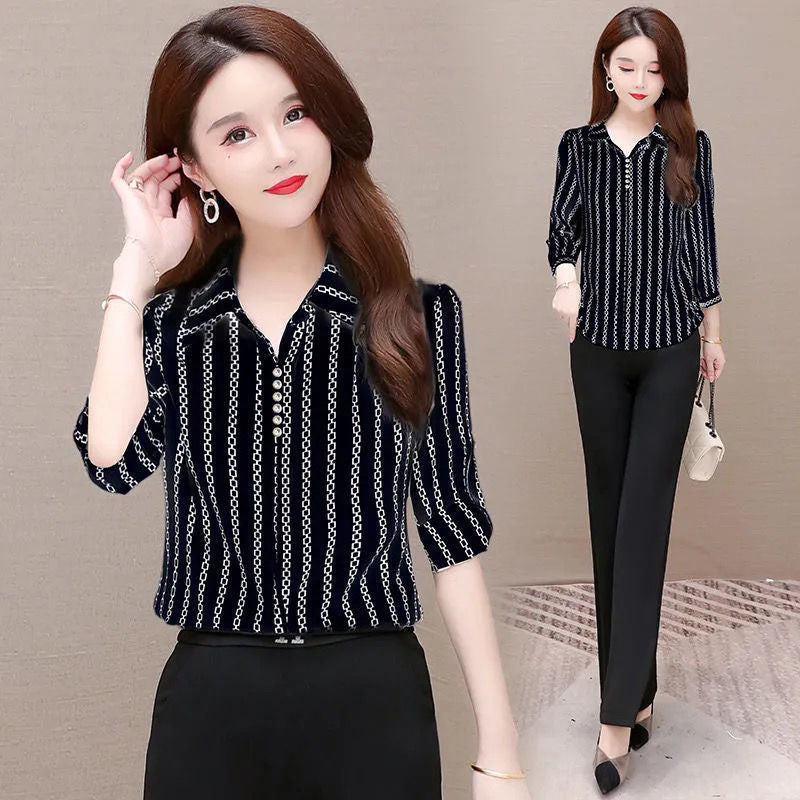 Elegant Ladies Chiffon Shirt with Button Front - Pexav