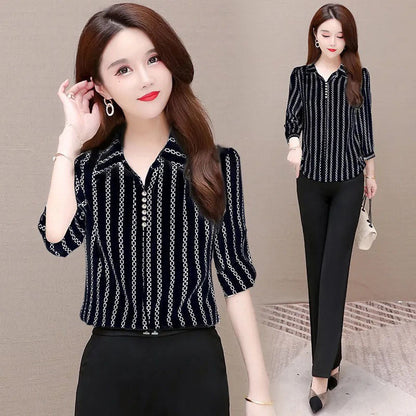 Elegant Ladies Chiffon Shirt with Button Front - Pexav