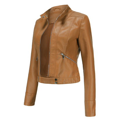 Stylish women's leather jacket in classic design – Marlene-Black-S-Nora Luxe