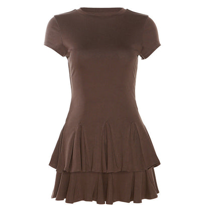 Stylish women's mini dress with peplum and round neckline – Nayeli-S-Nora Luxe