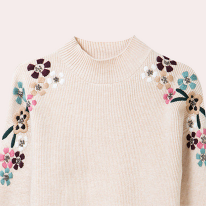 Stylish Women's Sweater with Floral Print - Isabeau-Red-XS-Nora Luxe