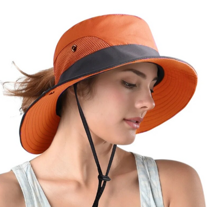 Stylish women's UV protection sun hat with a wide brim – Livia-Pink-Nora Luxe