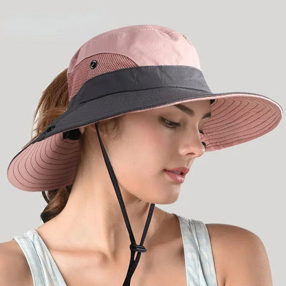 Women's Large Brim Sun Hat with UV Protection - Pexav