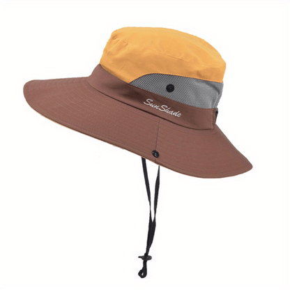 Stylish women's UV protection sun hat with a wide brim – Livia-Yellow-Nora Luxe