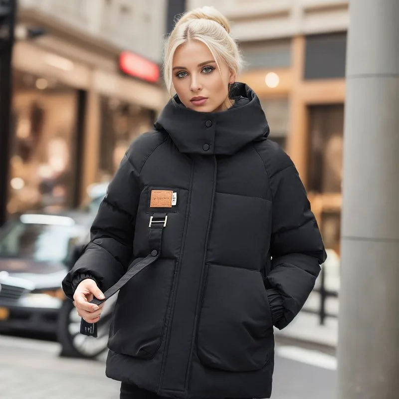 Stylish Women's Winter Coat - Mariette-Black-S-Nora Luxe