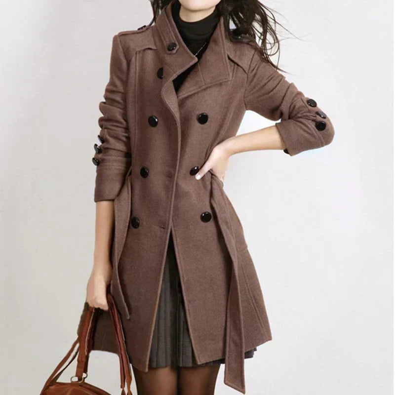 Warm Ladies Long Parka Coat with Waist Belt - Pexav