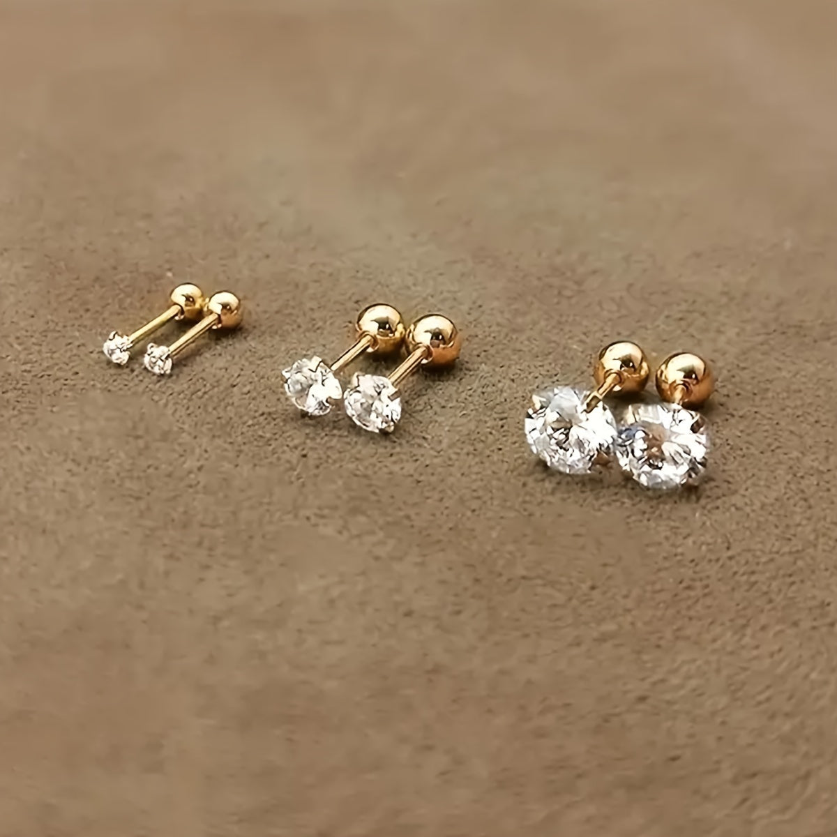 Stylish Zirconia Stud Earrings made of Titanium Steel - Lumen-0.12 IN 1 Pair-Nora Luxe