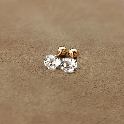 Stylish Zirconia Stud Earrings made of Titanium Steel - Lumen-0.20 IN 1 Pair-Nora Luxe