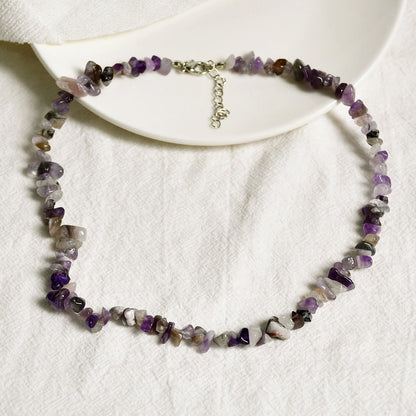 Stylishly Shaped Polished Crystal Necklace - Lina-Amethyst-Nora Luxe