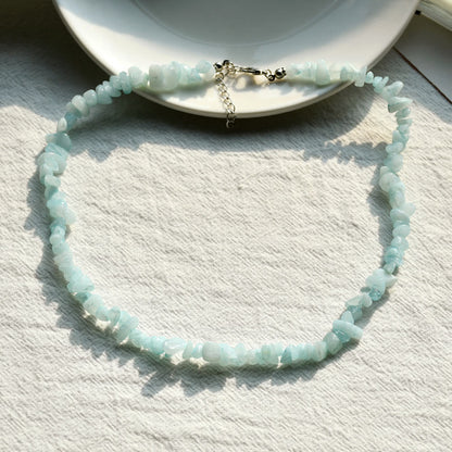 Stylishly Shaped Polished Crystal Necklace - Lina-Aquamarine-Nora Luxe