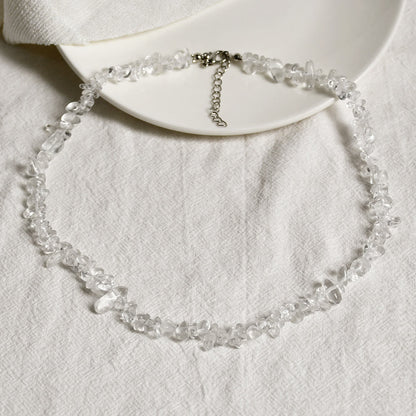 Stylishly Shaped Polished Crystal Necklace - Lina-Clear Crystal-Nora Luxe