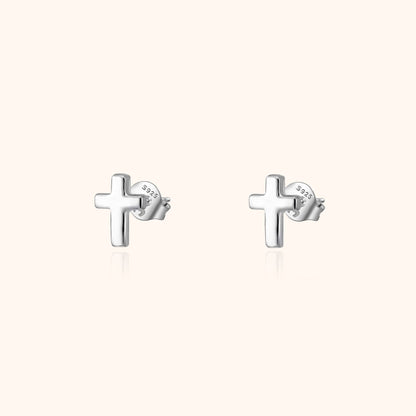 Delicate Silver Cross Earrings - Pexav