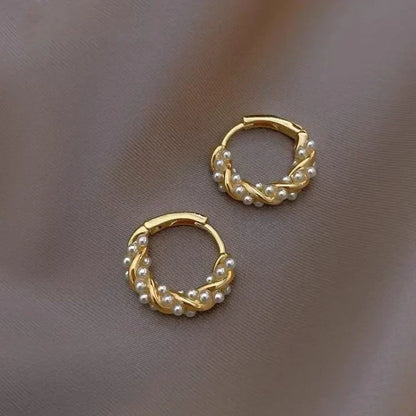 Delicate White Pearl Stud Earrings - Pexav