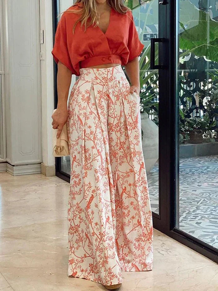 Image of Sue | Women's High-Waisted Wide Leg Two-Piece Set