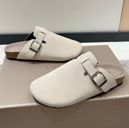 Suede Adjustable Buckle Slip-On Shoes - Summit-White-2.5-Nora Luxe