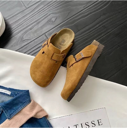 Suede Adjustable Buckle Slip-On Shoes - Summit-Yellow-2.5-Nora Luxe