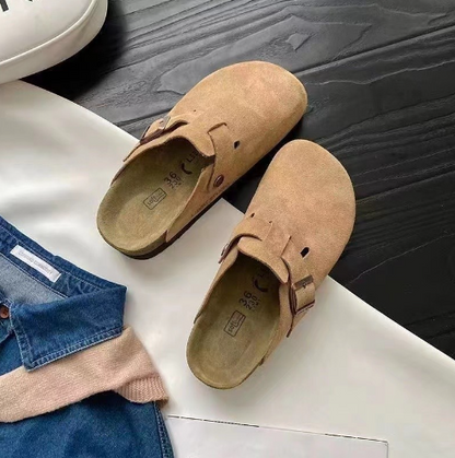 Suede Adjustable Buckle Slip-On Shoes - Summit-Yellow-2.5-Nora Luxe