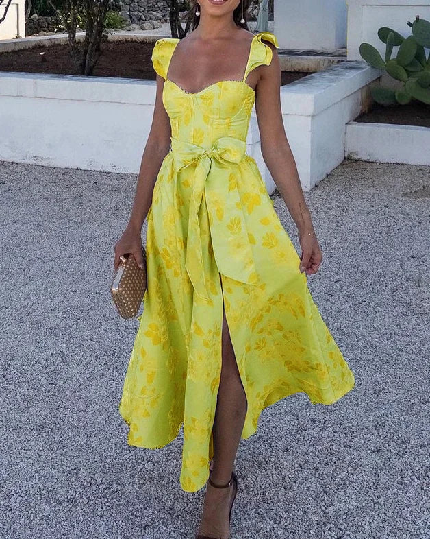 Casual Floral Sundress with Bell Sleeves - Pexav