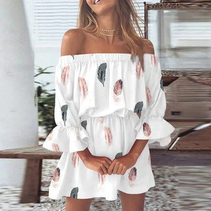 Bright Floral Sundress with Bell Sleeves - Pexav