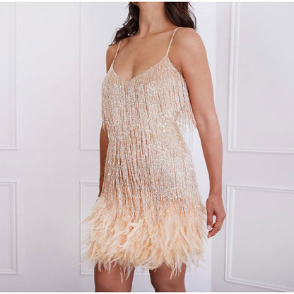 Summer Dress with Glitter - Lina-Rose gold-S (2–4)-Nora Luxe