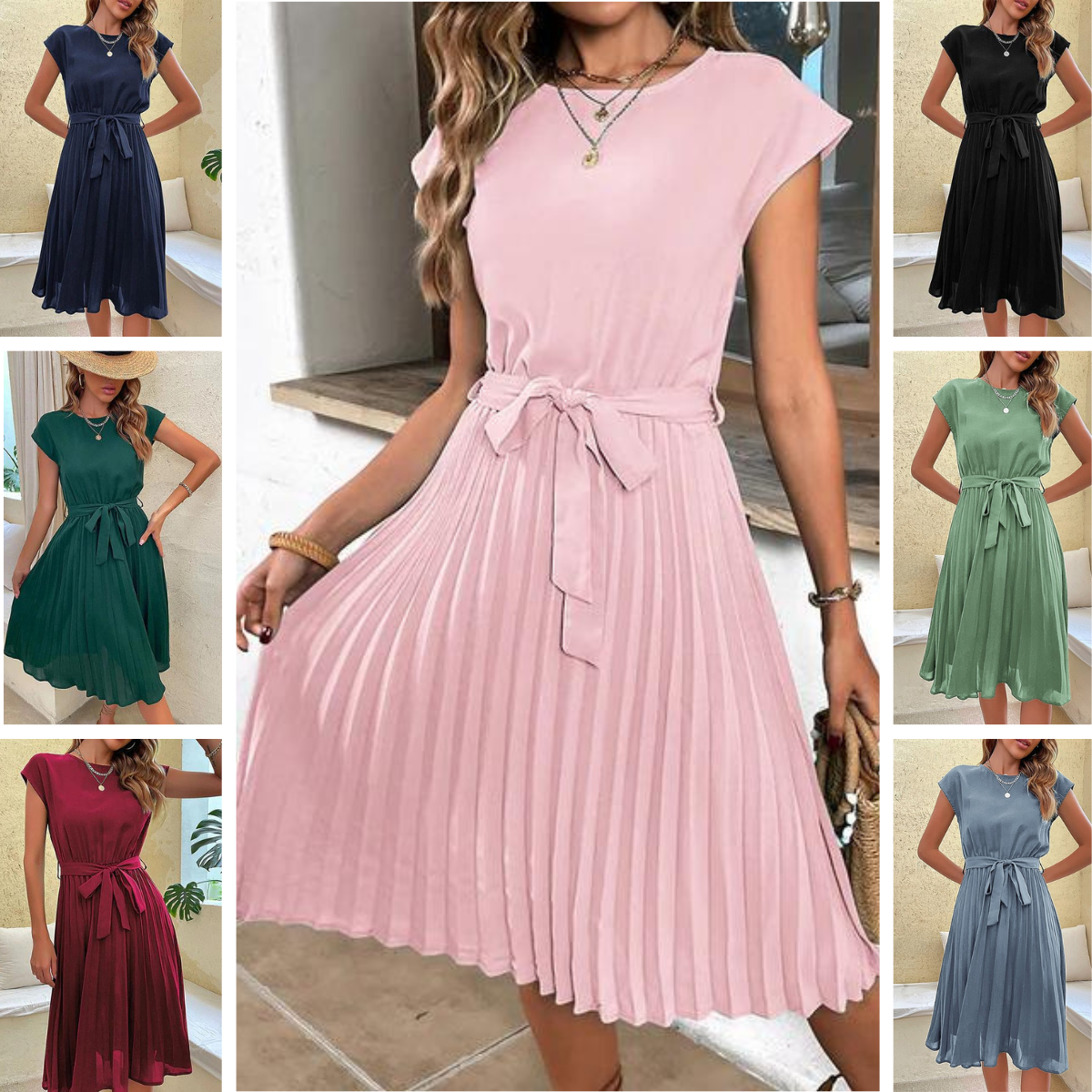 Cute Short Sleeve Sundress for Women - Pexav