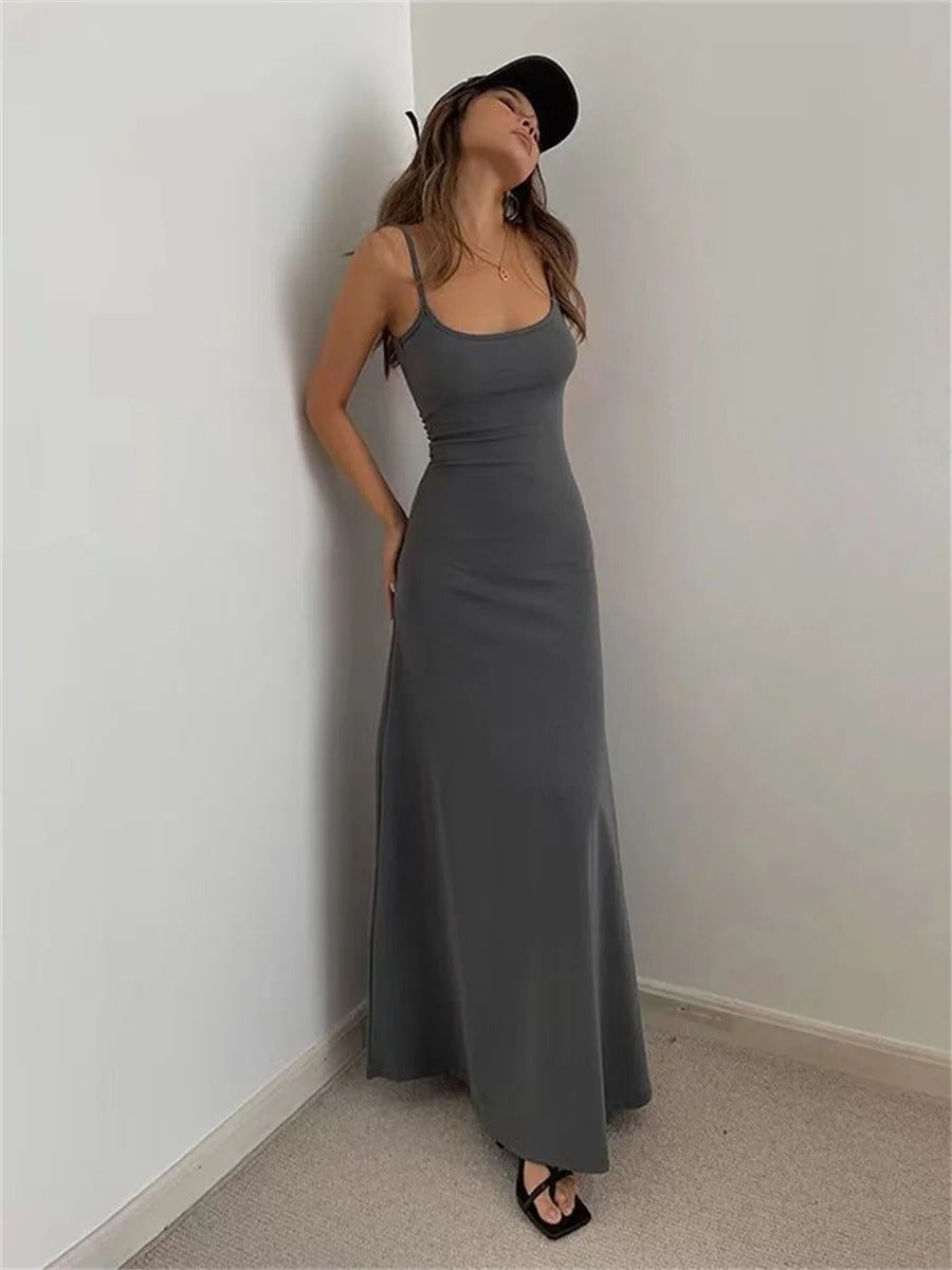 Summer dress with spaghetti straps and airy fit - Sofie-Gray-XS-State of Style