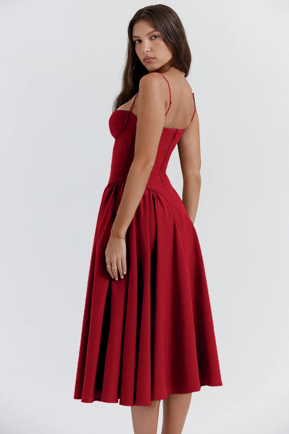 Summer dress with Sweetheart Neckline – Elvira-Blue-S-The Livary