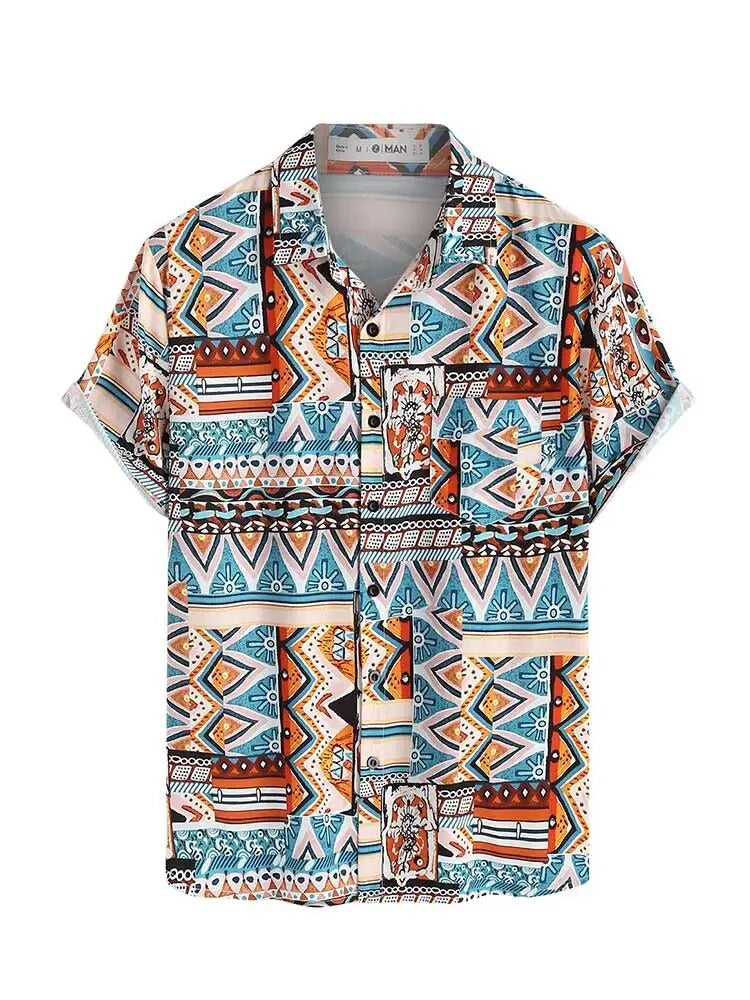 Summer Ladies' Shirt with Ethnic Print and Chest Pocket – Nova-S-State of Style