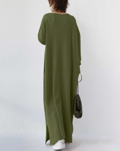 Summer Maxi Dress in Cotton-Linen Blend – Sorella-Grey-S-The Livary