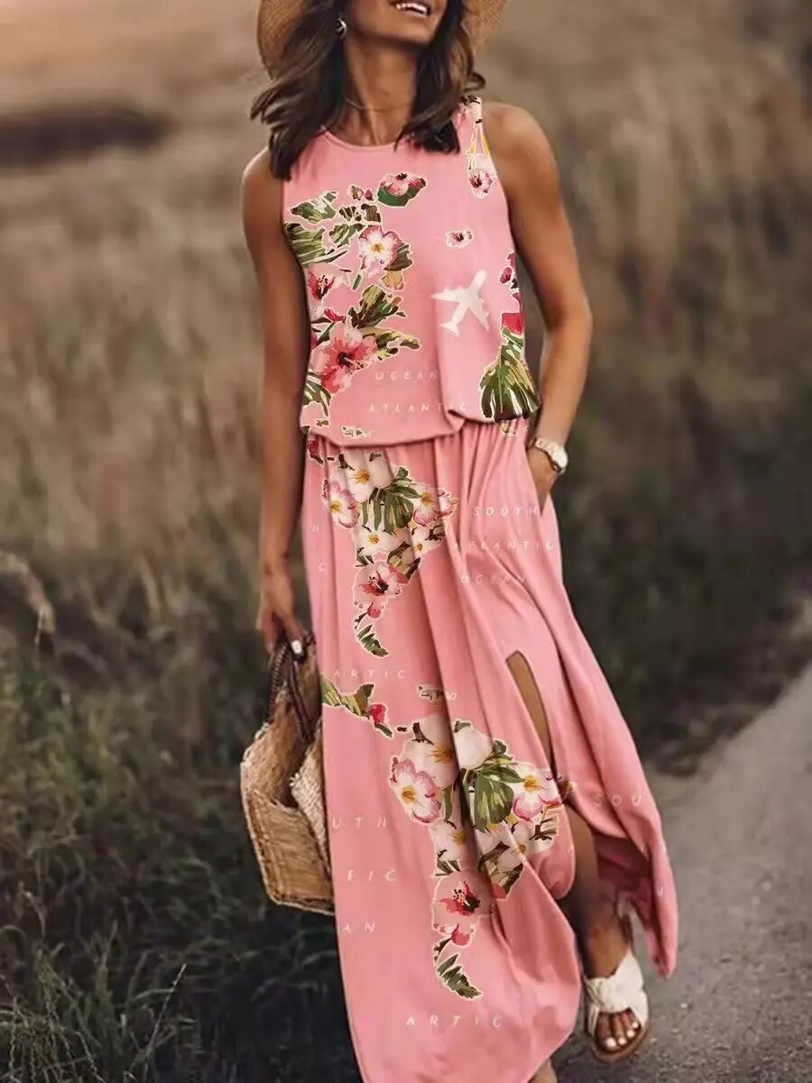 Flowy Women's Long Summer Dress - Pexav