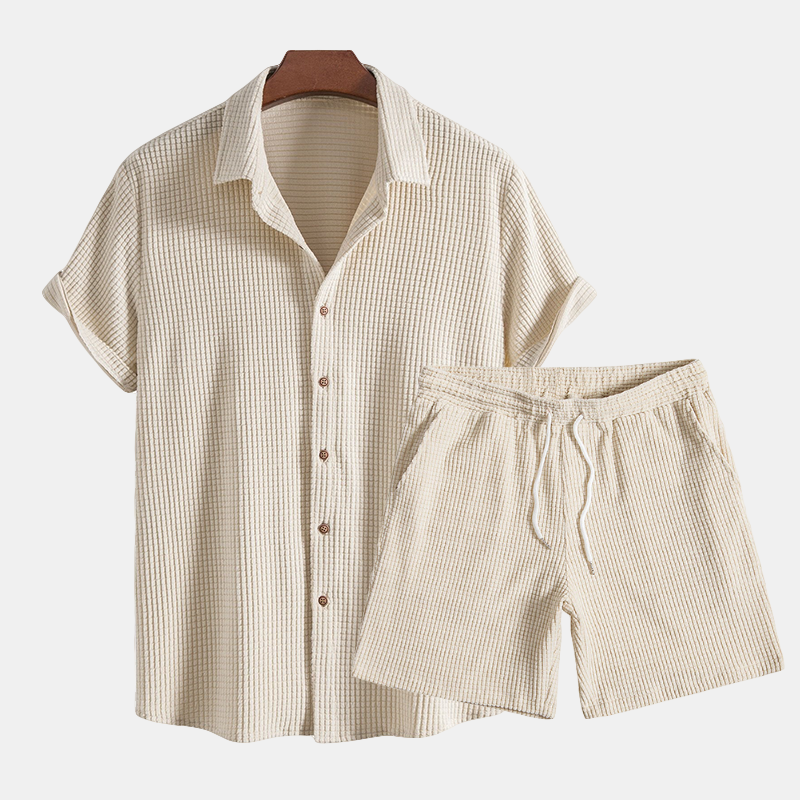 Lightweight Waffle Men's Loungewear Set - Pexav