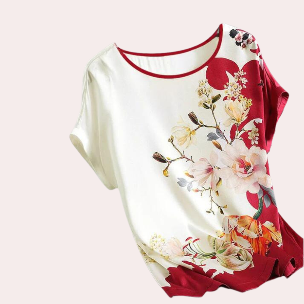 Vibrant Floral Print Ladies Tee - Pexav