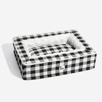 Super soft Checked Dog Bed - Scottish Snuggle Bed-Red-M-Nora Luxe