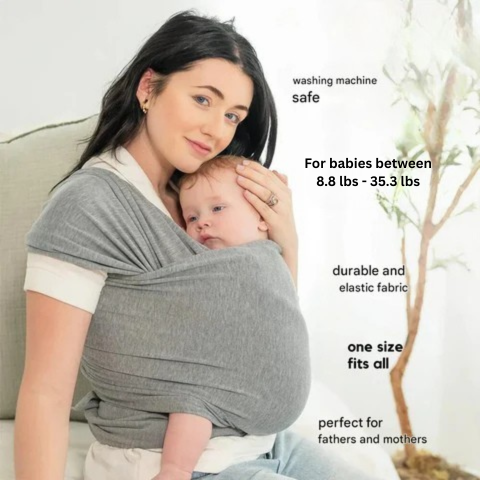 Supportive Baby Carrier - CuddleWrap-Light Gray-Nora Luxe
