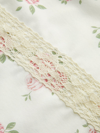 Romantic Floral Lace Trim Dress