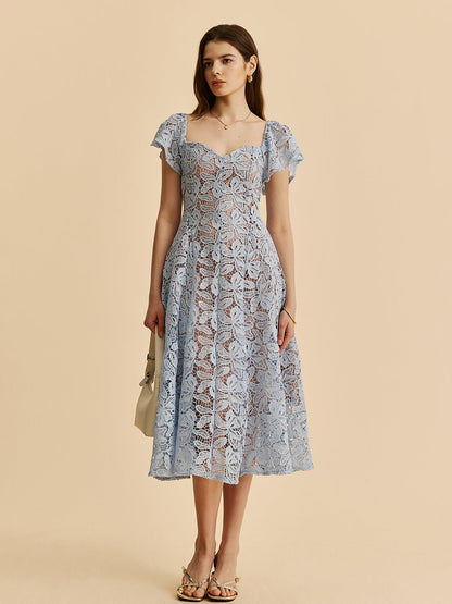 Romantic Lace Trimmed Dress - Pexav