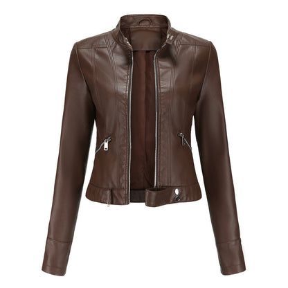 Classic Biker Leather Jacket with Zip Up Design