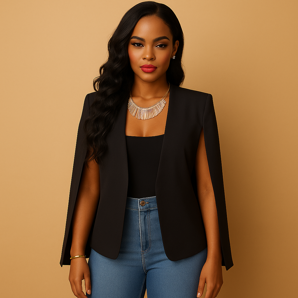Fashionable Women's Blazer with Padded Shoulders - Nocini